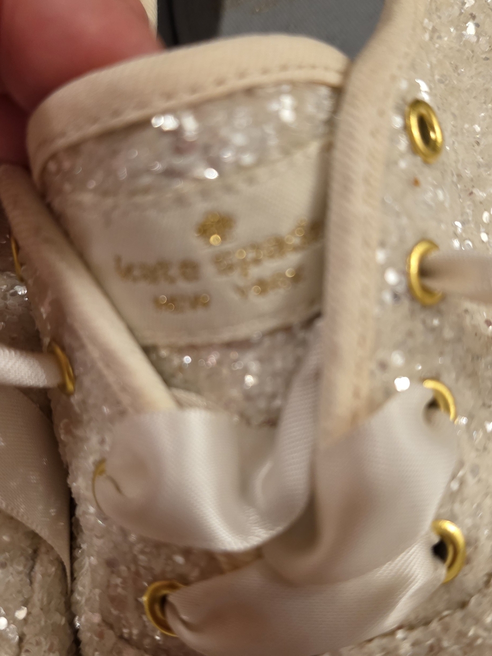 Sparkle Satin Lace-Up Women’s Sneakers in Cream - Picture 7 of 16